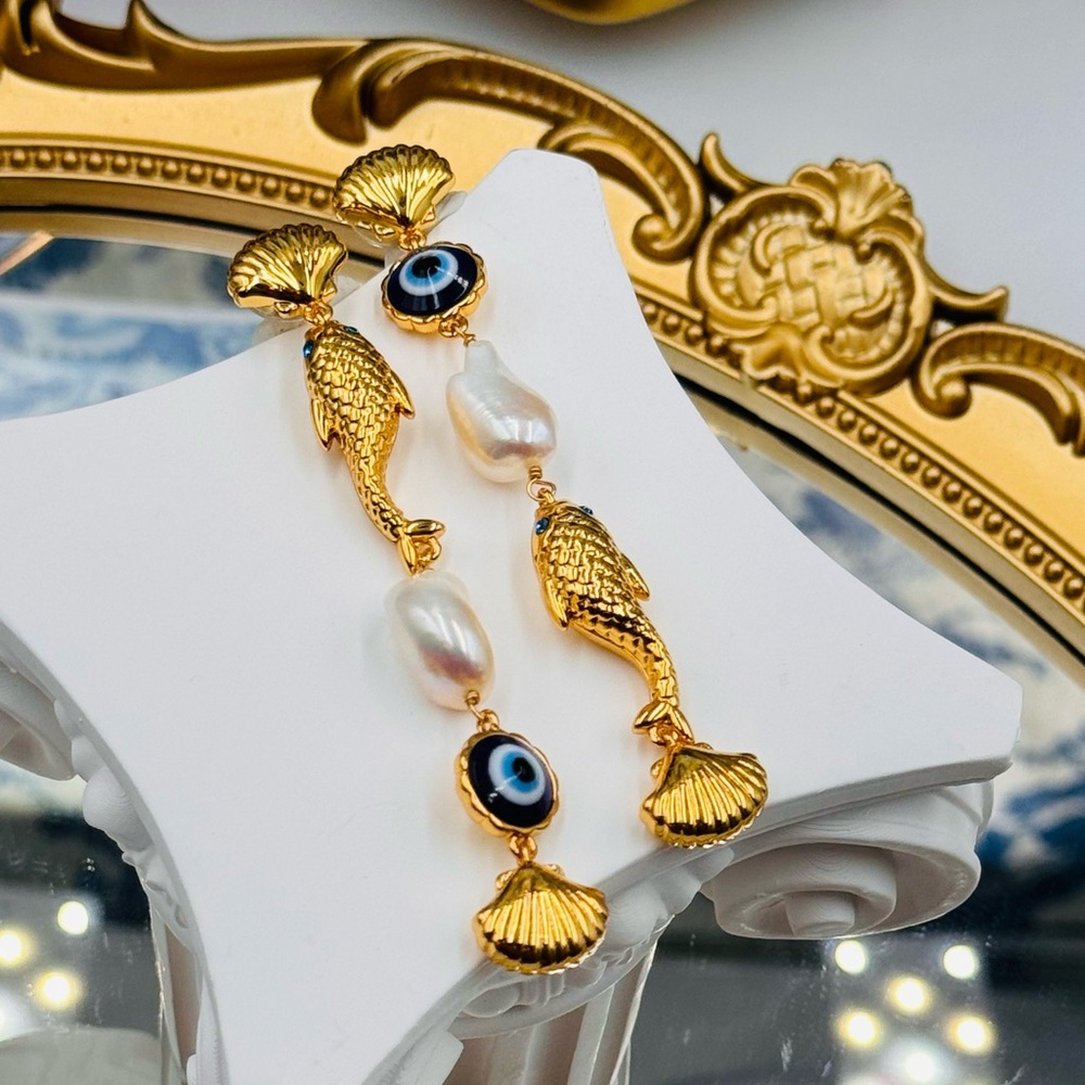 🆕 LELE SADOUGHI 🧿 NWOT La Mer Pearly Liner Earrings - Evil Eye - Picture 12 of 17